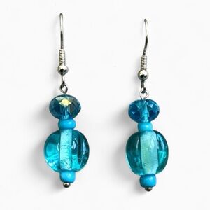 Handcrafted Glass Lampwork Bead Earrings | Turquoise Blue Handmade Earrings